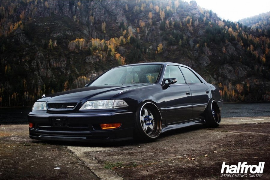 Toyota Mark II 100 wheels Work Meister S1 3P 18″ 9.5J ET3 215/35 10.5J ET-1 225/35