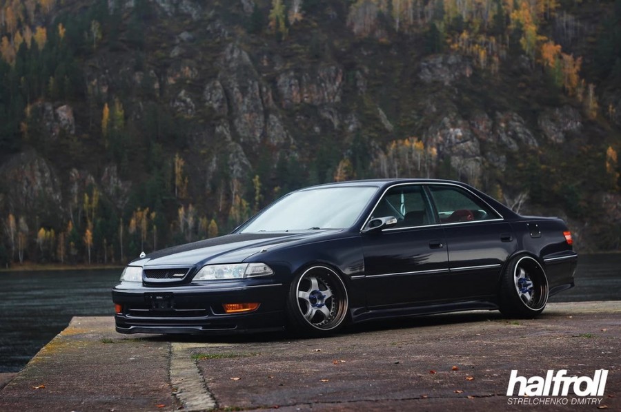 Toyota Mark II 100 wheels Work Meister S1 3P 18″ 9.5J ET3 215/35 10.5J ET-1 225/35