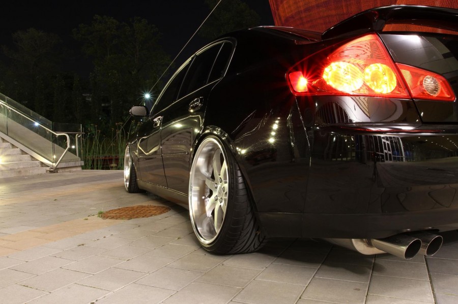 Infiniti G35 Sedan V35 wheels Work Gnosis GS3 20″ 9.5J ET14 255/30 10.5J ET20
