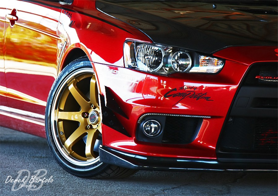 Mitsubishi Lancer Evolution X wheels Greddy Gravity Gullflame 18″ 9.5J ET15 265/35