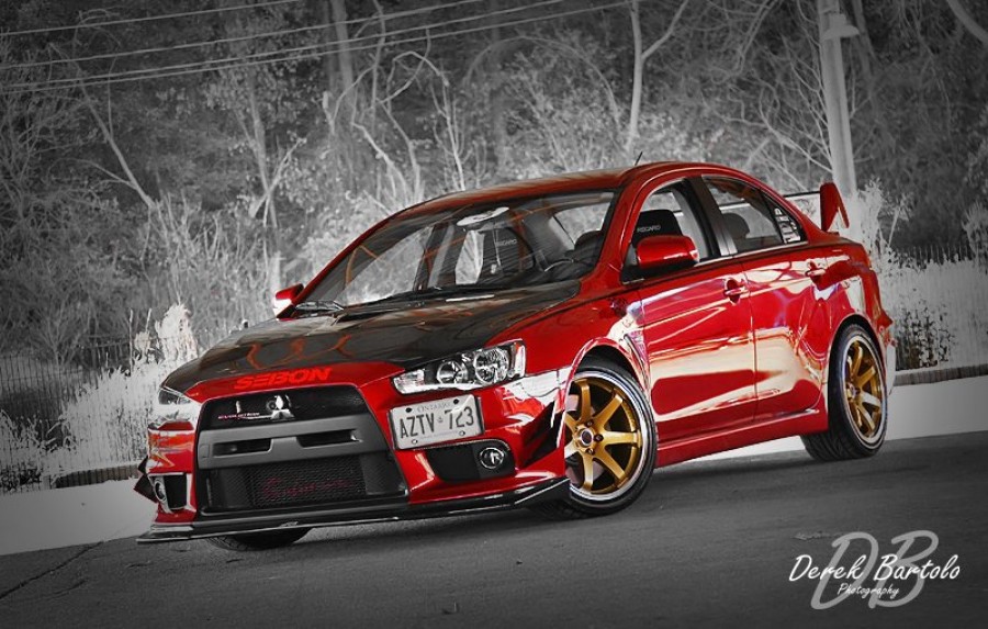 Mitsubishi Lancer Evolution X Räder Greddy Gravity Gullflame R18 9.5J ET15 265/35