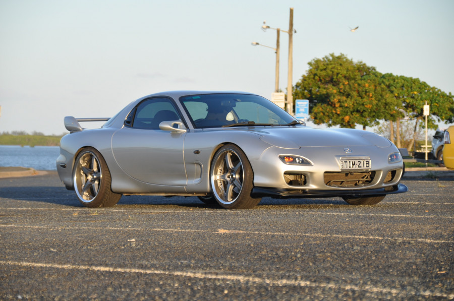 Mazda RX-7 FD rines Rays Volk Racing GT-S 19″ 9.5J ET28 225/35 10.5J 265/30