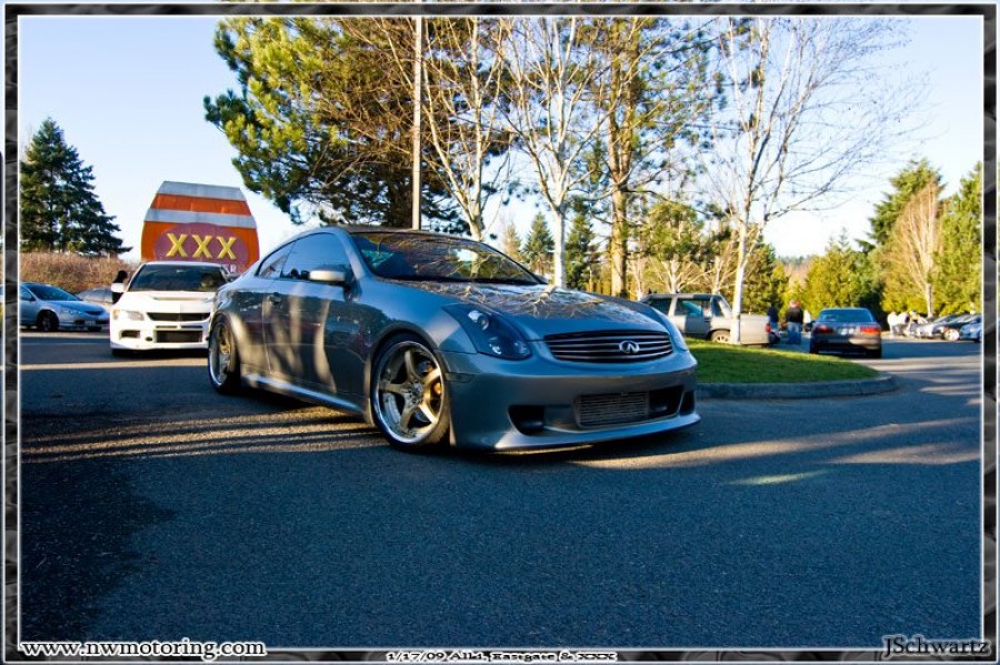 Infiniti G35 Coupe V35 roues Rays Volk Racing SF Challenge R19 9.5J ET15 255/35 10.5J ET23 285/35
