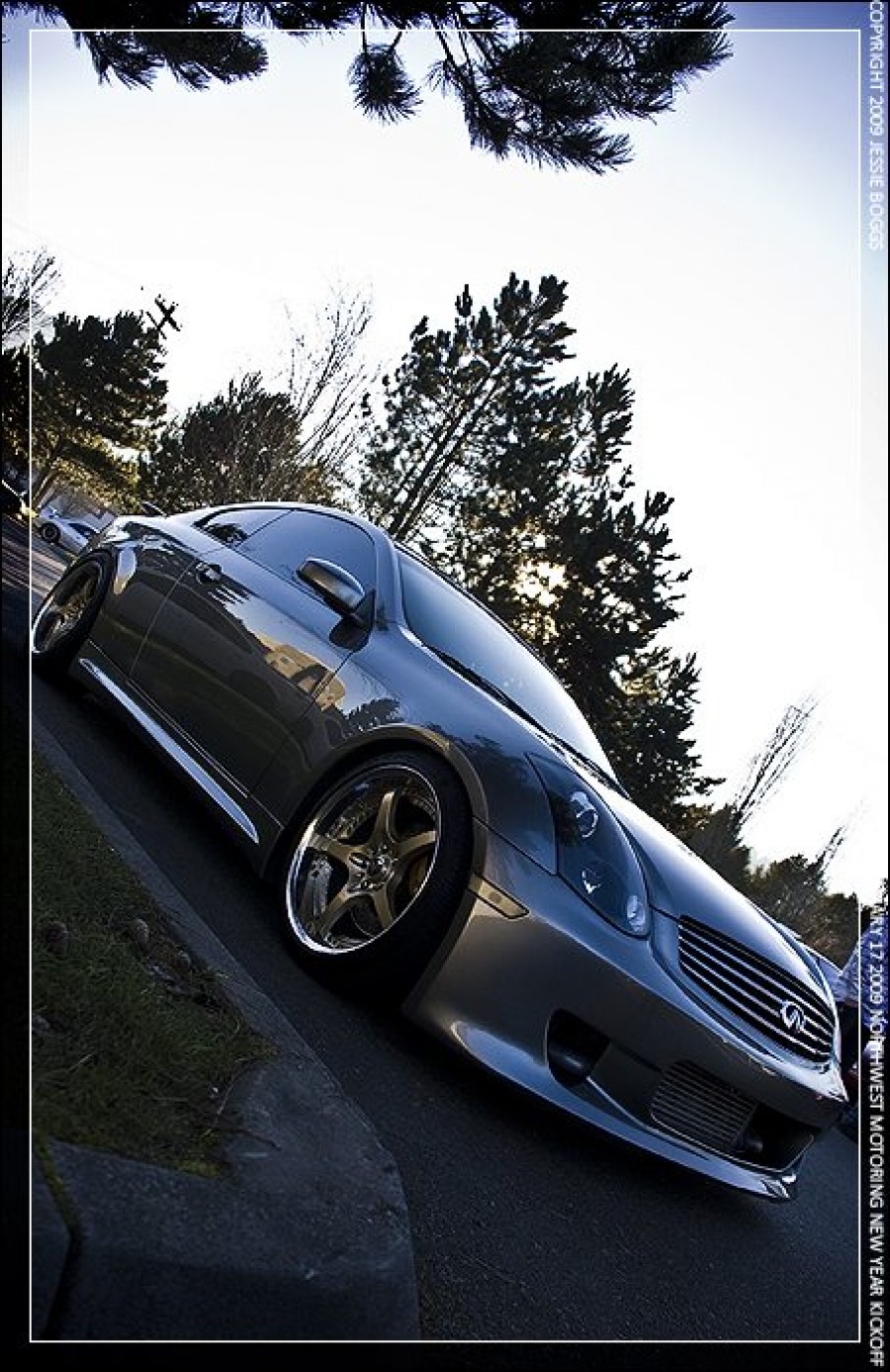 Infiniti G35 Coupe V35 roues Rays Volk Racing SF Challenge R19 9.5J ET15 255/35 10.5J ET23 285/35